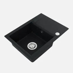 Alveus Komplet zlewozmywak granitowy czarny SHOT 59X44 z baterią elastyczną