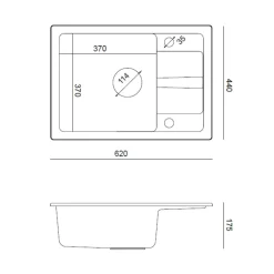 Zlewozmywaki| Komplet zlewozmywak QUADRON szary SMART 1K/Z/K/O 62X44 z szarą baterią