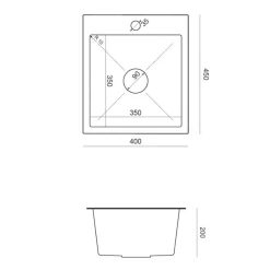 Zlewozmywaki|inny Komplet zlewozmywak QUADRON czarny AVENIR SMART 40X45 cm z baterią
