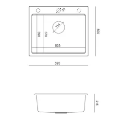 Zlewozmywaki|inny Komplet zlewozmywak QUADRON szary MASTER BASE 1K 59,5x50 cm z akcesoriami