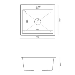 inny Komplet zlewozmywak QUADRON czarny AVENIR BOX 50X45 cm z baterią