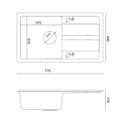 Komplet zlewozmywak QUADRON czarny PROFIT MAX 1K/Z/O 70X44 z czarną baterią