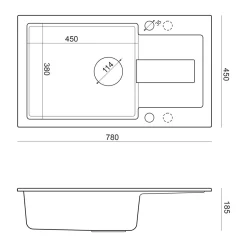 Zlewozmywaki| Komplet zlewozmywak QUADRON czarny BOLD XL 1K/Z/O 78x45 cm z baterią
