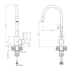Zlewozmywaki| Komplet zlewozmywak QUADRON czarny BOLD XL 1K/Z/O 78x45 cm z baterią