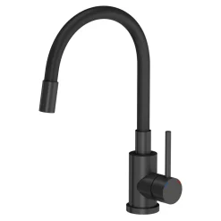 Zlewozmywaki| Komplet zlewozmywak QUADRON czarny SMART 62x44 cm z baterią, dozownikiem, matą i syfonem