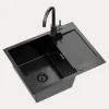 inny Komplet zlewozmywak QUADRON czarny AVENIR SHORT 60x48 cm z baterią