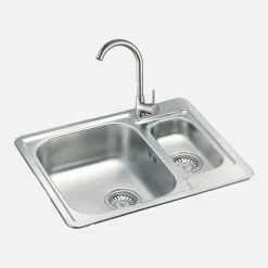 Alveus Komplet zlewozmywak stalowy satyna FJORD 61,5x50 z baterią chrom