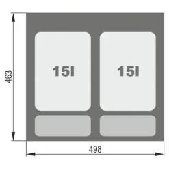 Kosze Do Segregacji Śmieci| Kosz do sortowania odpadów INSIDE 2x15l