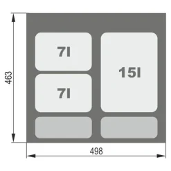 Kosze Do Segregacji Śmieci| Kosz do sortowania odpadów INSIDE 1x15l i 2x7l