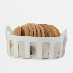 Zastawa Śniadaniowa|Vialli Design Koszyk na pieczywo z bawełnianym wkładem biały LIVIO