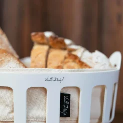 Zastawa Śniadaniowa|Vialli Design Koszyk na pieczywo z bawełnianym wkładem biały LIVIO