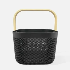 Pudełka I Pojemniki Do Przechowywania|Koszyki Dekoracyjne|inny Koszyk z drewnianą rączką czarny 24x24x18 cm