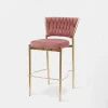 Krzesło barowe na złotych nogach różowe LIANA