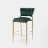Krzesło barowe na złotych nogach zielone LIANA