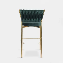 Krzesło barowe na złotych nogach zielone LIANA
