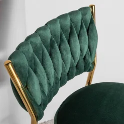 Krzesło barowe na złotych nogach zielone LIANA