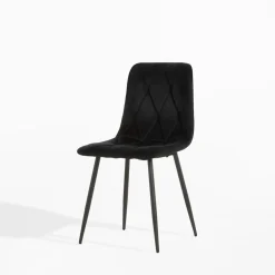 Krzesła| Krzesło do jadalni welurowe ABIA czarne