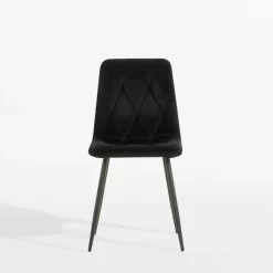 Krzesła| Krzesło do jadalni welurowe ABIA czarne