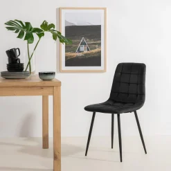 Krzesła| Krzesło welurowe czarne ABADA