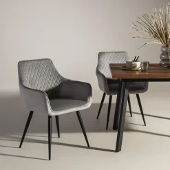 Krzesło welurowe jasnoszare ACURO II