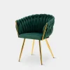 Krzesła| Krzesło welurowe na złotych nogach LIANA zielone