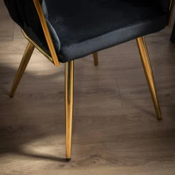 Krzesła|inny Krzesło welurowe na złotych nogach LIANA czarne