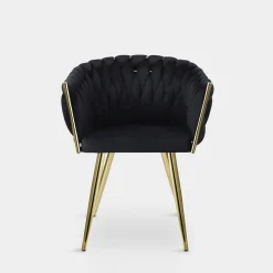 Krzesła|inny Krzesło welurowe na złotych nogach LIANA czarne