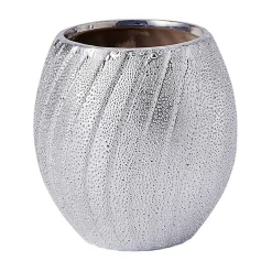 Kubek łazienkowy na szczoteczki ceramiczny srebrny 8,5 cm