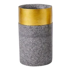 Akcesoria Łazienkowe|Akcesoria Łazienkowe| Kubek łazienkowy na szczoteczki piasek szaro-złoty 10 cm