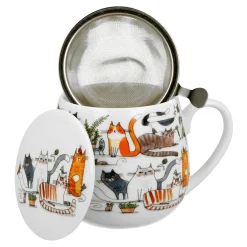 Kubek baryłka z zaparzaczem KOCI ŚWIAT LENIWE KOTY 430 ml