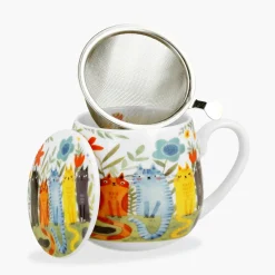 inny Kubek baryłka z zaparzaczem KOCI ŚWIAT KOTY OGRODOWE 430 ml