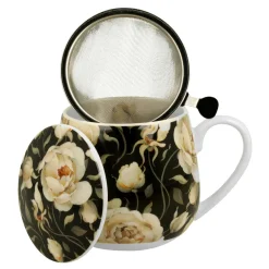 Szklanki I Kubki| Kubek baryłka z zaparzaczem ENGLISH ROSES BLACK 430 ml