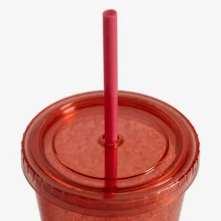 inny Kubek plastikowy ze słomką czerwony 500 ml