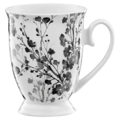 Szklanki I Kubki|Ambition Kubek porcelanowy w czarne kwiaty BLACK NATURE 300 ml