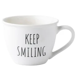 Prima Cucina Kubek porcelanowy z napisami KEEP SMILING biały 530 ml