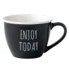 Szklanki I Kubki|Prima Cucina Kubek porcelanowy z napisami ENJOY TODAY czarny 530 ml