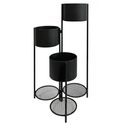 Donice, Osłonki I Kwietniki| Kwietnik metalowy na 3 donice czarny 80 cm