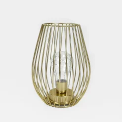 Lampy Stołowe|Zumaline Lampa dekoracyjna LED druciany klosz złota 14,5x20 cm