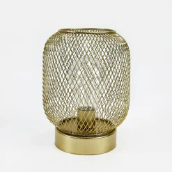 Zumaline Lampa dekoracyjna LED siatkowy klosz złota 14x16,5 cm