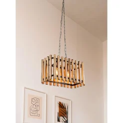 Lampa drewniana wisząca brązowa AHLAT