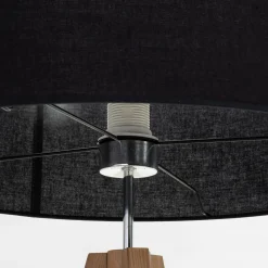 Lampy Podłogowe|TK Tomasz Krywult Lampa na drewnianym trójnogu abażur czarny TREVISO