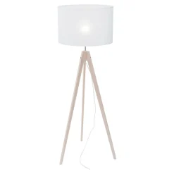 Lampy Podłogowe|TK Tomasz Krywult Lampa na drewnianym trójnogu abażur biały DOVE