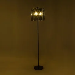 Zumaline Lampa podłogowa dymione szkło czarna NIRA