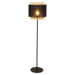 Lampy Podłogowe|TK Tomasz Krywult Lampa podłogowa rattanowa czarna BOHO 145 cm