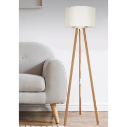 Lampa podłogowa trójnóg bambus kremowa PIKO
