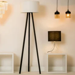 Lampa podłogowa trójnóg czarno-biała PIKO
