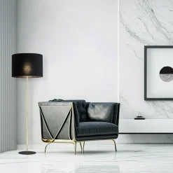 Lampy Podłogowe|TK Tomasz Krywult Lampa podłogowa z abażurem czarno-złota UMBERTO