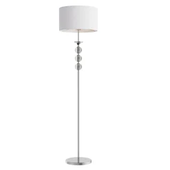 Lampy Podłogowe|Zumaline Lampa podłogowa ze szklaną ozdobą biały abażur REA