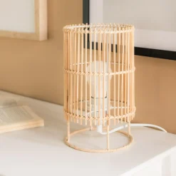Lampy Stołowe|Zumaline Lampa stołowa bambusowa EDIN 15x25 cm