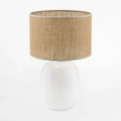 Lampy Stołowe|TK Tomasz Krywult Lampa stołowa biała z abażurem juta MELODY